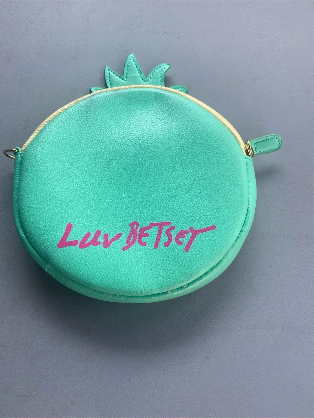 Betsey Johnson Yellow Pineapple Face Crossbody with Mint Trim